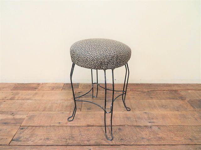 ヴィンテージ　レオパードスツール ヴィンテージ レオパードファブリック スツール - アンティーク