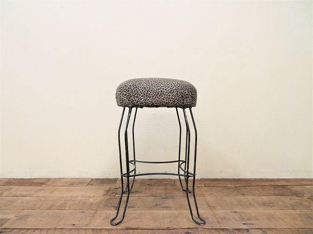 ヴィンテージ　レオパードスツール ヴィンテージ レオパードファブリック スツール - アンティーク