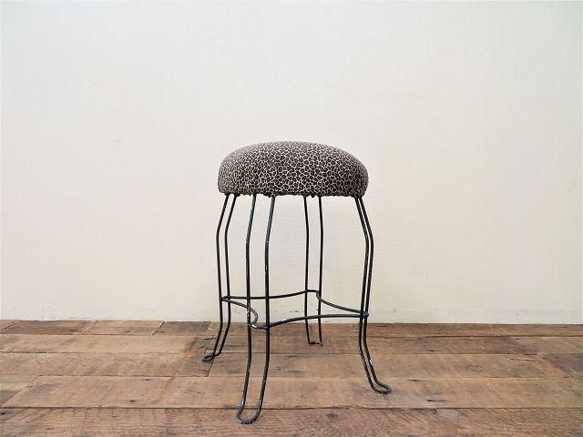 ヴィンテージ　レオパードスツール ヴィンテージ レオパードファブリック スツール - アンティーク