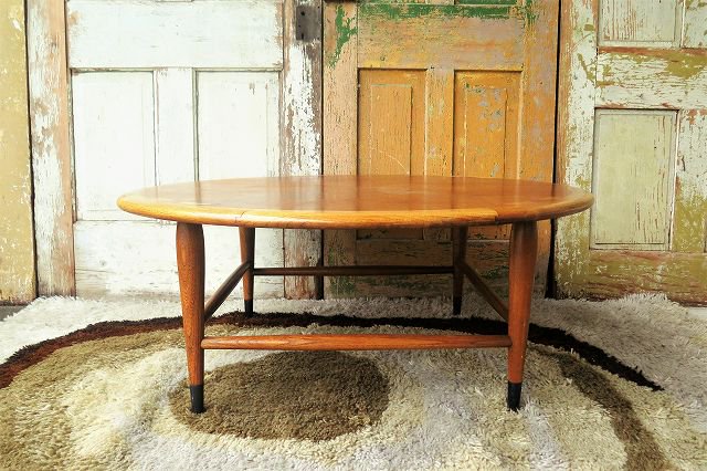 1960's ヴィンテージ LANE社製 サークル ウッド ローテーブル 