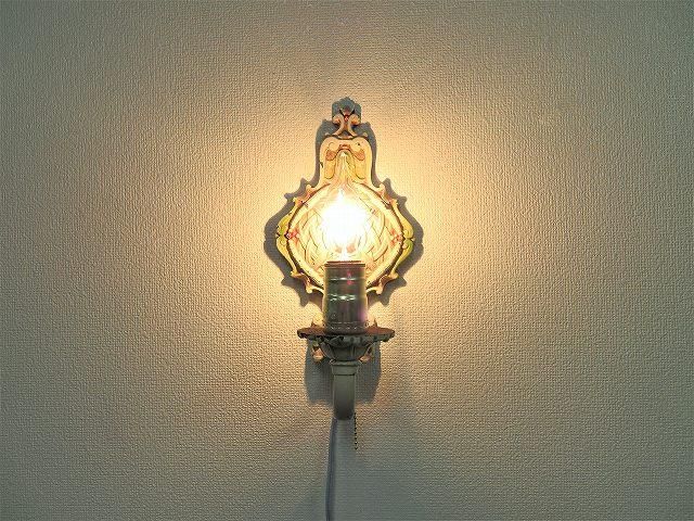 1930-40's アンティーク フラワーモチーフ ブラケットランプ(1