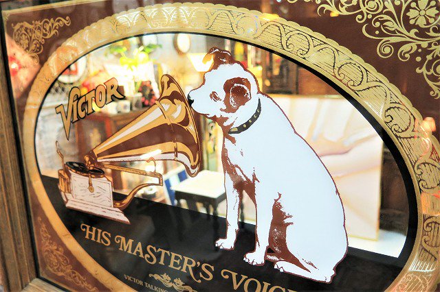 ヴィンテージ HIS MASTERS VOICE ニッパー犬 パブミラー - 鏡(壁掛け式)