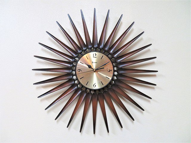 【美品】60's Syroco サンバーストクロックミッドセンチュリー壁掛け時計ミッドセンチュリー