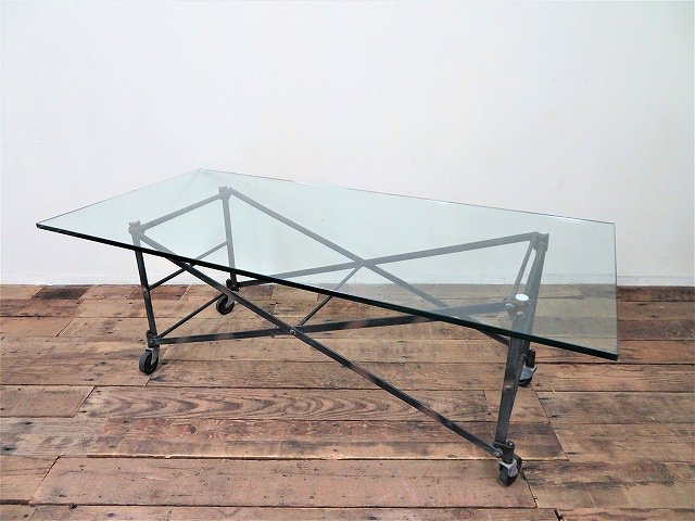 海外アンティークガラステーブル高さが515センチ