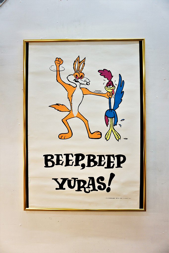 1960's Beep Beep Yuras ロードランナー 額入りブラックライトポスター