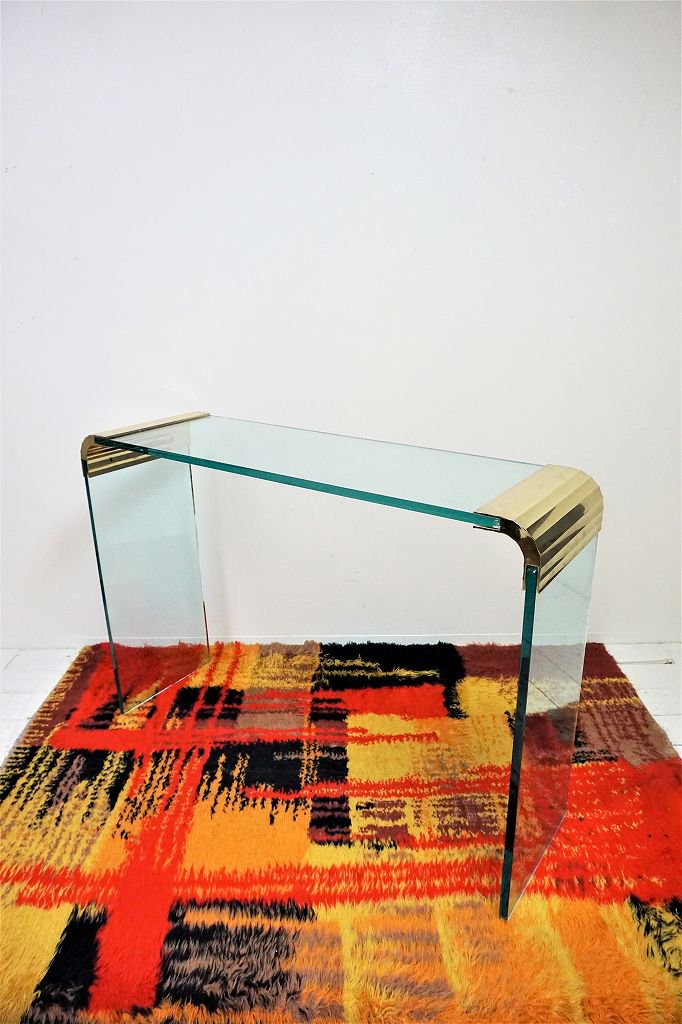 1970’s ヴィンテージ ガラス コンソールテーブル※近畿圏内のみの販売 - アンティーク、ビンテージのインテリア家具や雑貨、店舗什器の通販