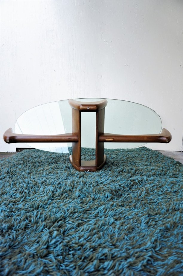 1950-60's ヴィンテージ ガラストップ ローテーブル ※近畿圏内のみの 