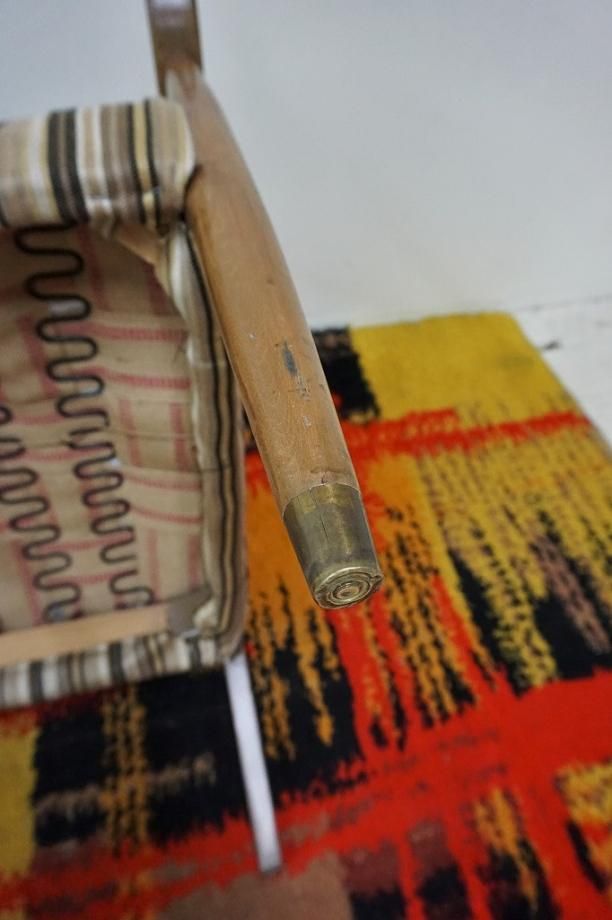 ヴィンテージ ストライプファブリック モダン アームチェア