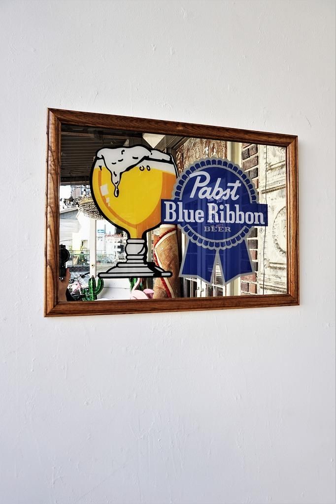 1980's Blue Ribbon社製 パブミラー - アンティーク、ビンテージの