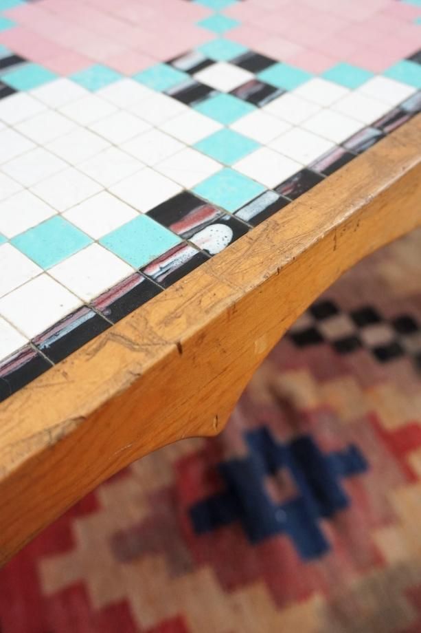 1950-60's ヴィンテージ タイルトップ ローテーブル - アンティーク