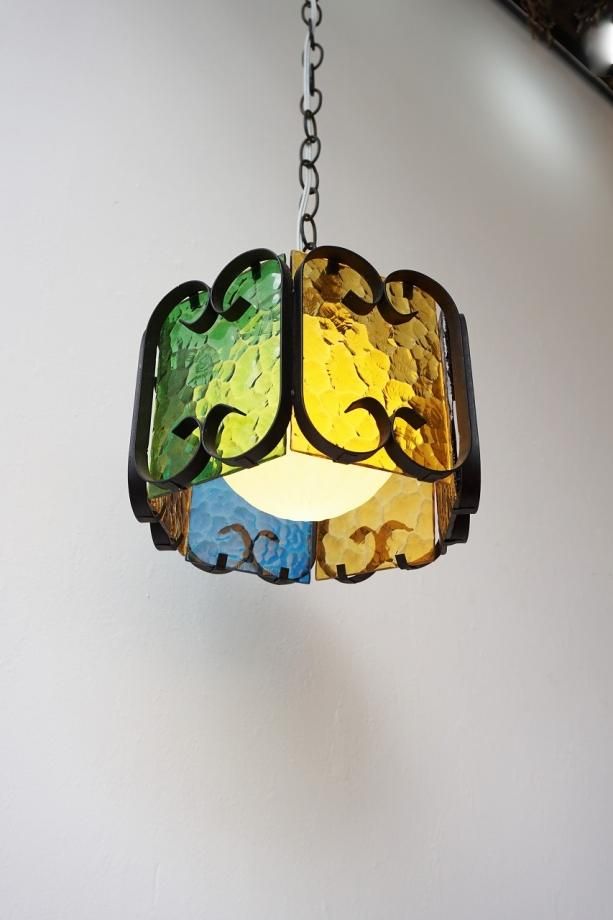 1960-70's ヴィンテージ カラーガラス ペンダントランプ