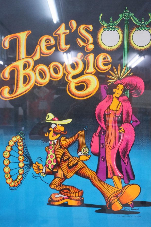 1970's ヴィンテージ Let's Boogie 額入り ブラックライトポスター 