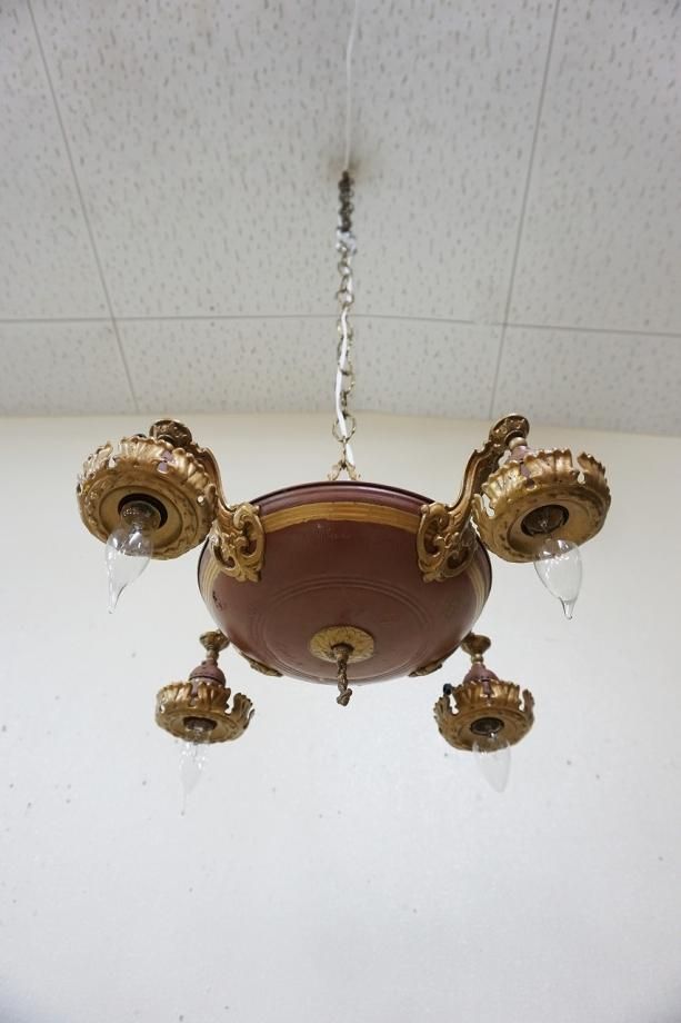 1920-40's ヴィンテージ 4灯シャンデリア - アンティーク、ビンテージ