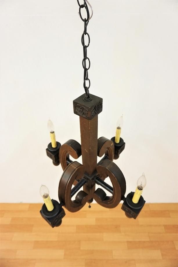 シャンデリア 4灯 アンティーク インテリア ビンテージ ヴィンテージ フェイクボーン 4灯 シャンデリア - アンティーク