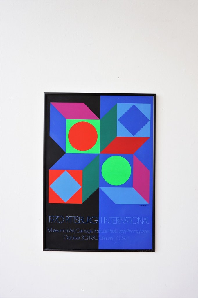 1970's Victor Vasarely 額入りポスター - アンティーク、ビンテージの