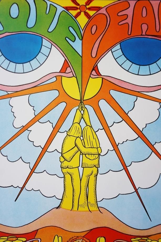 1970's LOVE＆PEACE 額入り ポスター - アンティーク