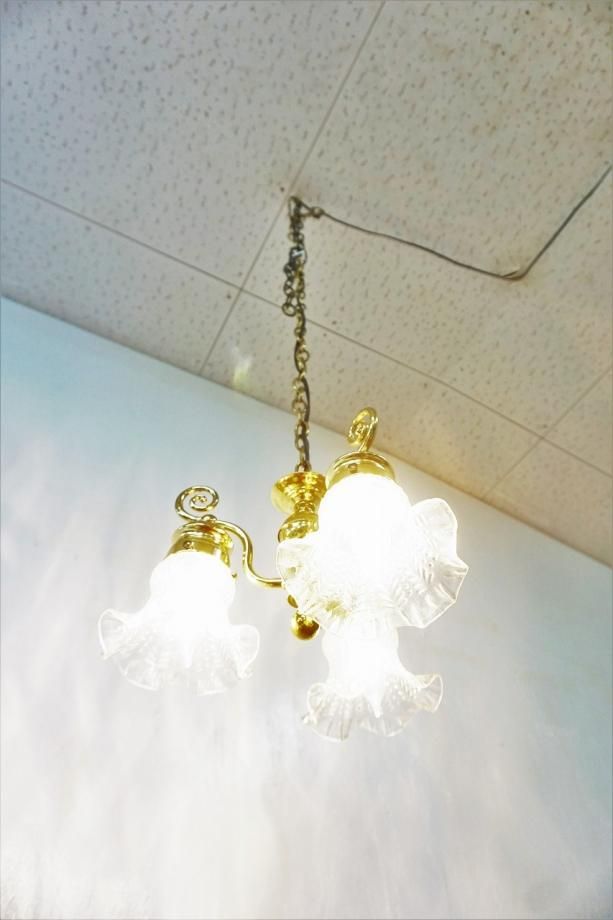 ゴールドフレーム シャンデリア ヴィンテージ ゴールドフレーム 3灯 シャンデリア