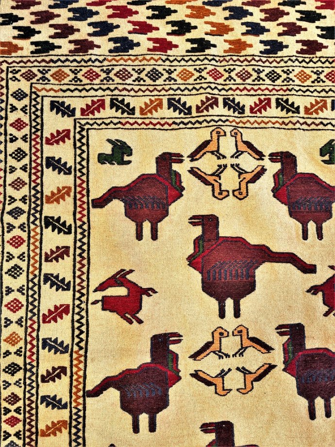訳あり】大型ビンテージラグ パキスタン絨毯 195x150 ウール、コットン