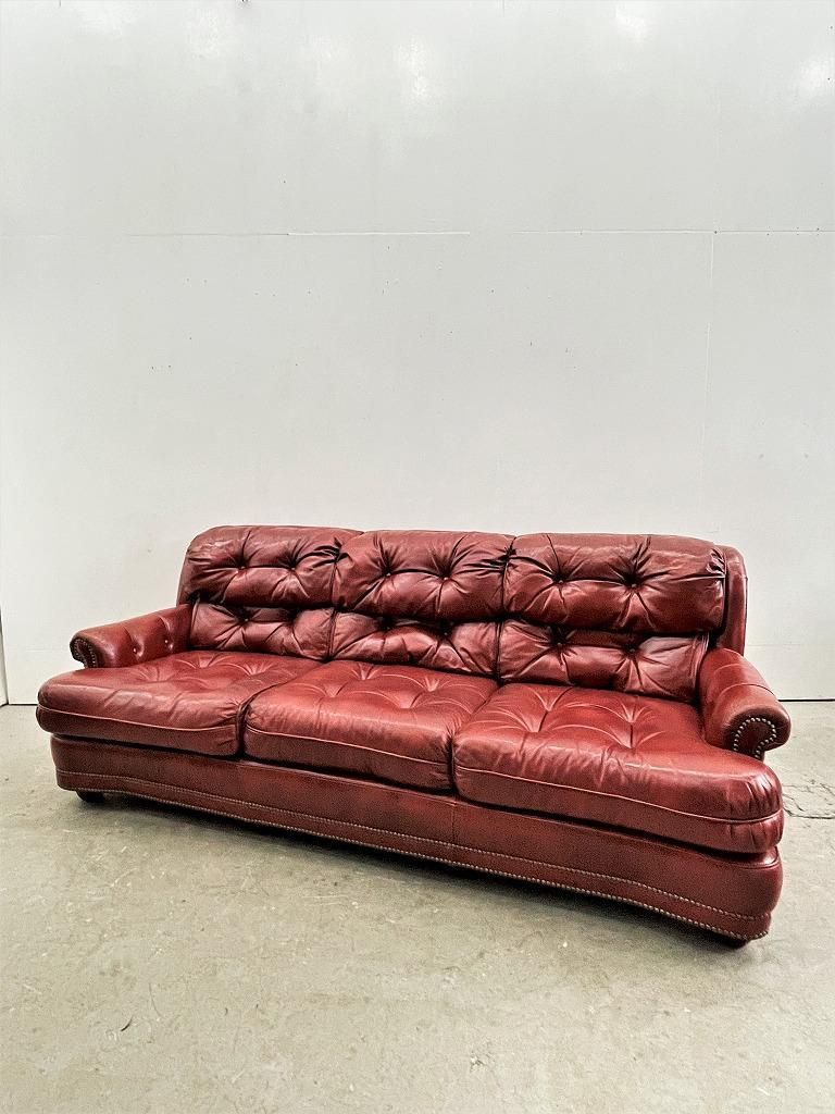 クラシックレザーソファ 赤茶 yoko クラシックレザーミニソファ 赤茶