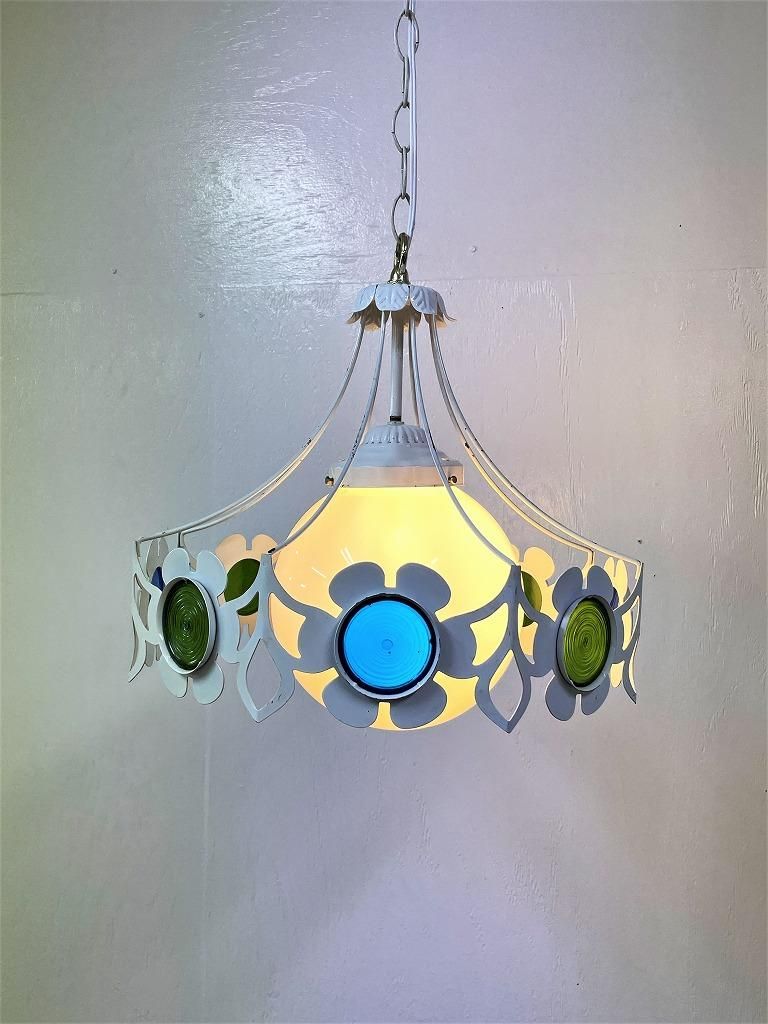 1970's ヴィンテージ フラワーモチーフ ペンダントランプ