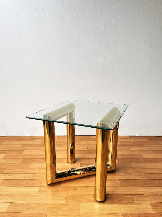 1970-80's ヴィンテージ ガラストップ サイドテーブル