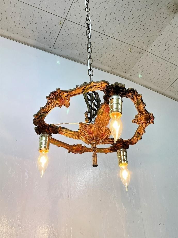 シャンデリアライト3灯☆ 1920-1930's ヴィンテージ 3灯 シャンデリア - アンティーク