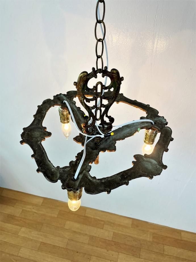 1920-1930's ヴィンテージ 3灯 シャンデリア - アンティーク