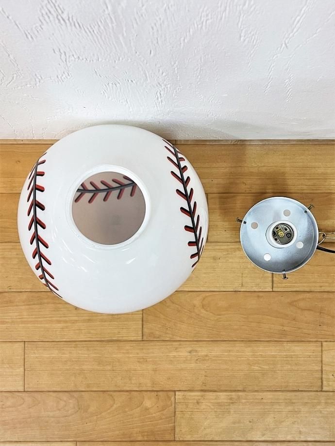 ヴィンテージ ベースボールモチーフ ガラス ペンダントランプ