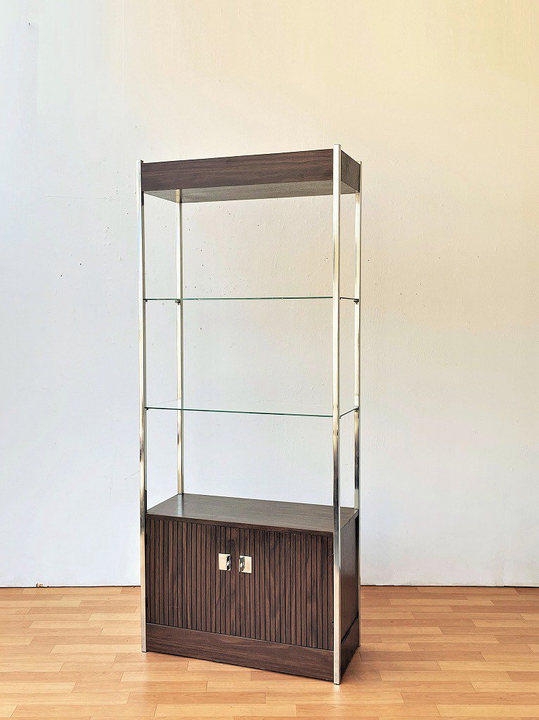 1960's ヴィンテージ ガラストップ ウッド シェルフ ※近畿圏内のみの販売/店頭お引取り限定販売