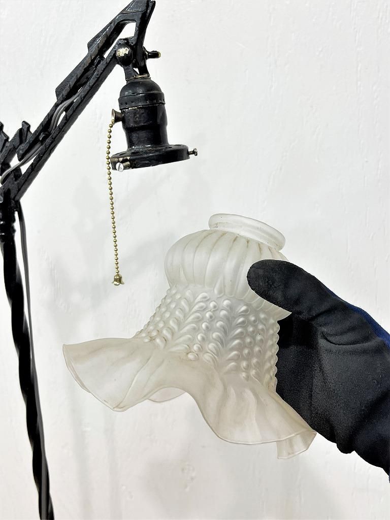 ヴィンテージ ガラスシェード フロアランプ - アンティーク