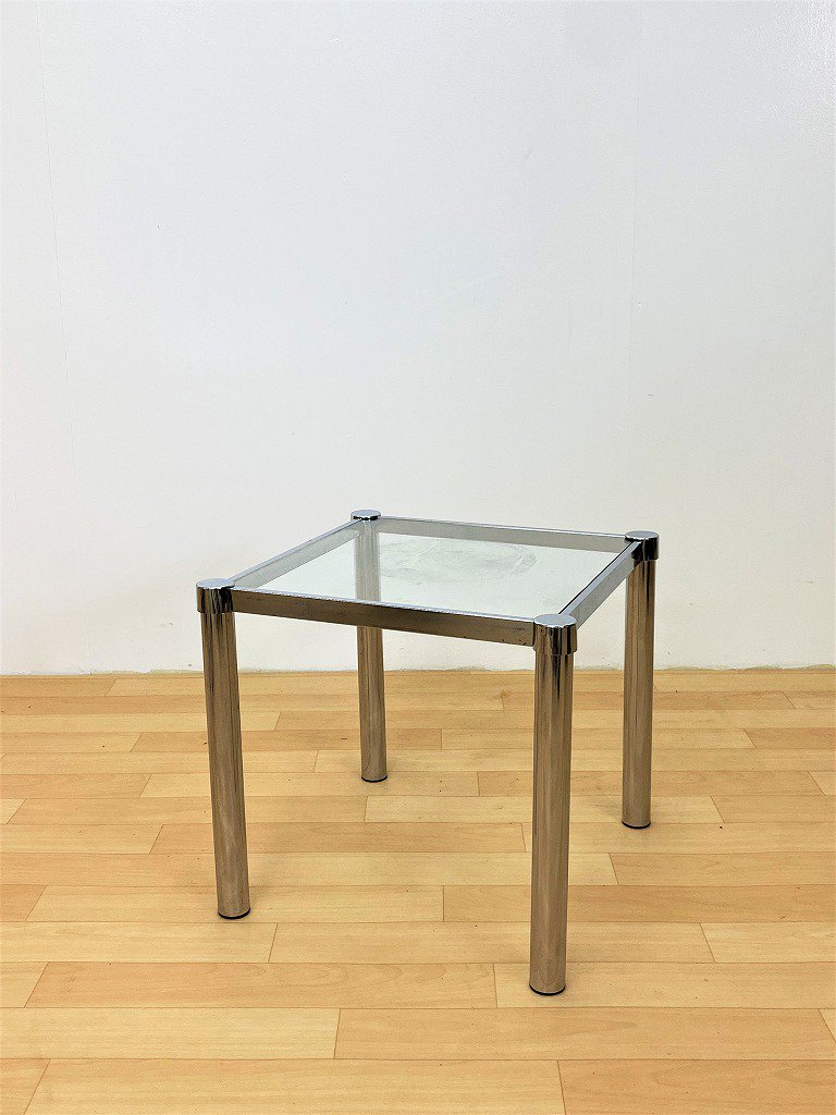 1960-70's ヴィンテージ ガラストップ サイドテーブル
