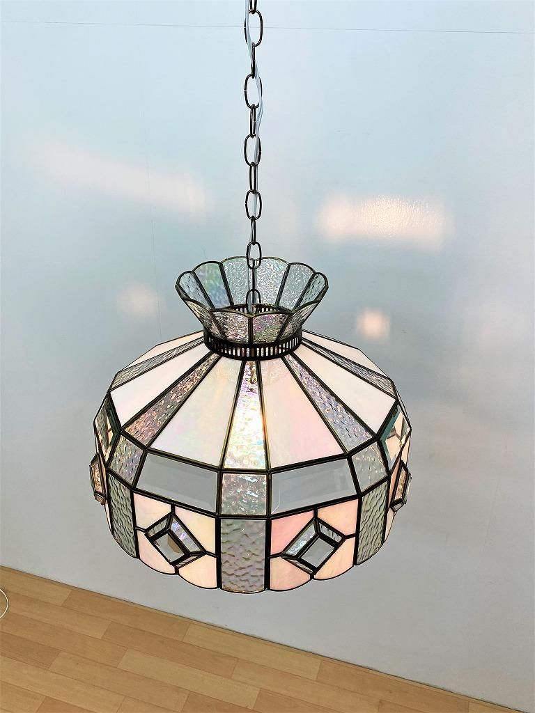 ステンドグラスランプ　アンティークランプ 1970's ヴィンテージ ステンドグラス ペンダントランプ - アンティーク