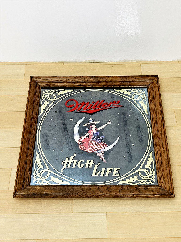 Miller HIGH LIFE パブミラー 鏡 ビンテージ 看板 アメリカ雑貨 【期間