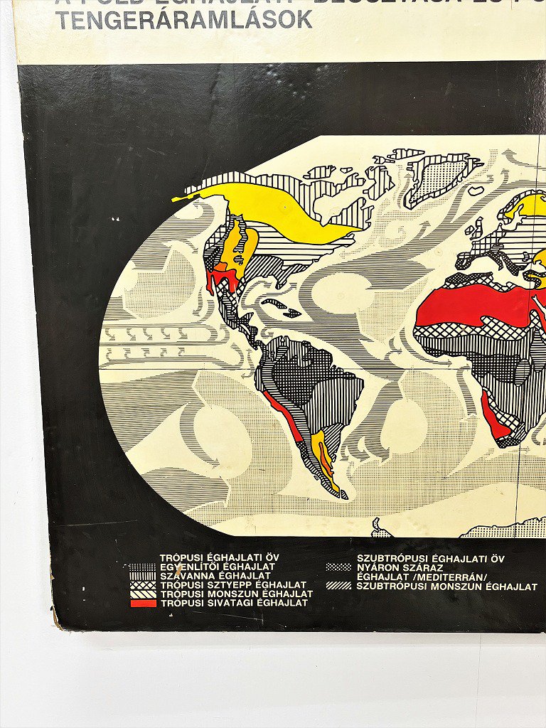 1950-60's ”地球の気候区分や海流” ハンガリー ヴィンテージ ポスター 
