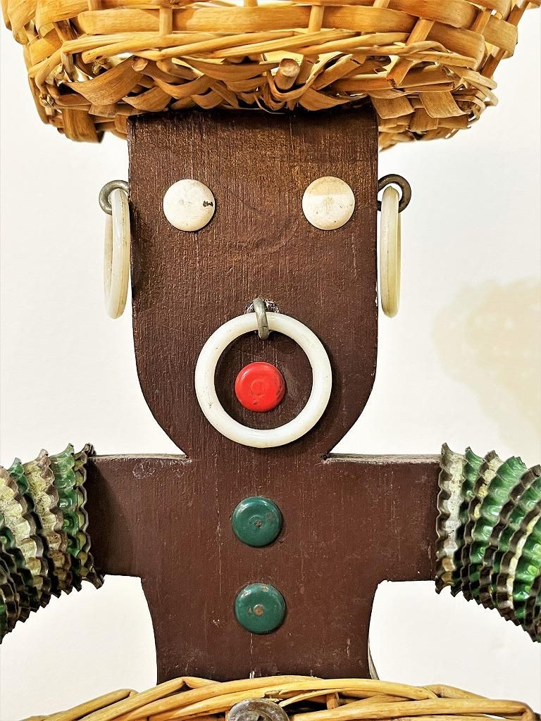 【50sビンテージ】ボトルキャップマン 黒 アンティーク人形 ハワイアン 置物 1950's ヴィンテージ ボトルキャップマン - アンティーク、ビンテージ