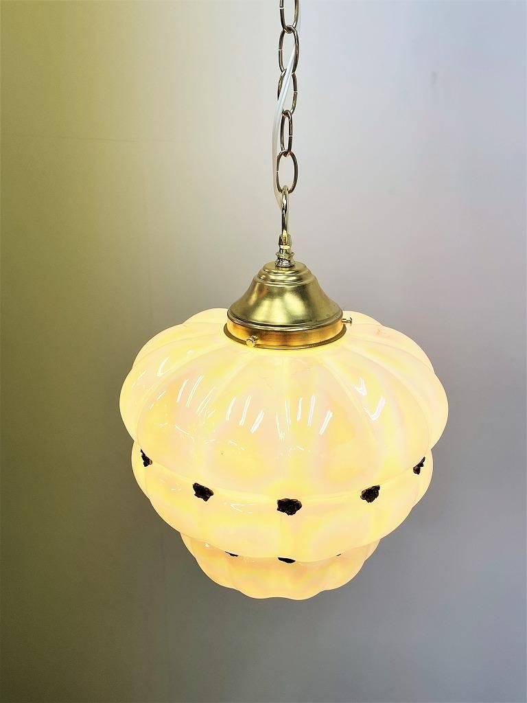 vintage アンティーク ホワイトガラス ペンダントライト 1960-70's ヴィンテージ ホワイトガラス ペンダントランプ
