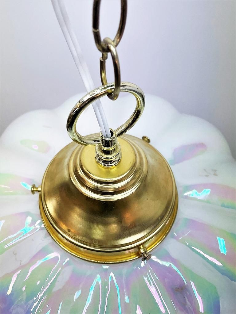 1960-70's ヴィンテージ ホワイトガラス ペンダントランプ