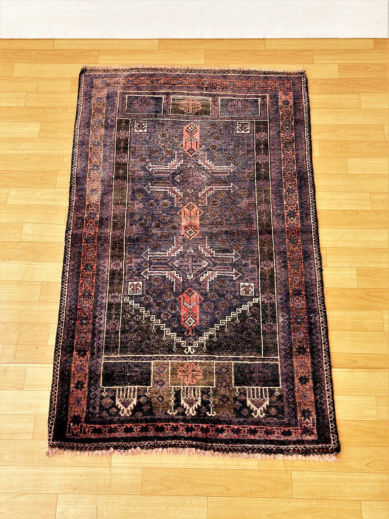 ペルシャ 手織りキリム 191×127 ヴィンテージラグ 木のモチーフのラグ-