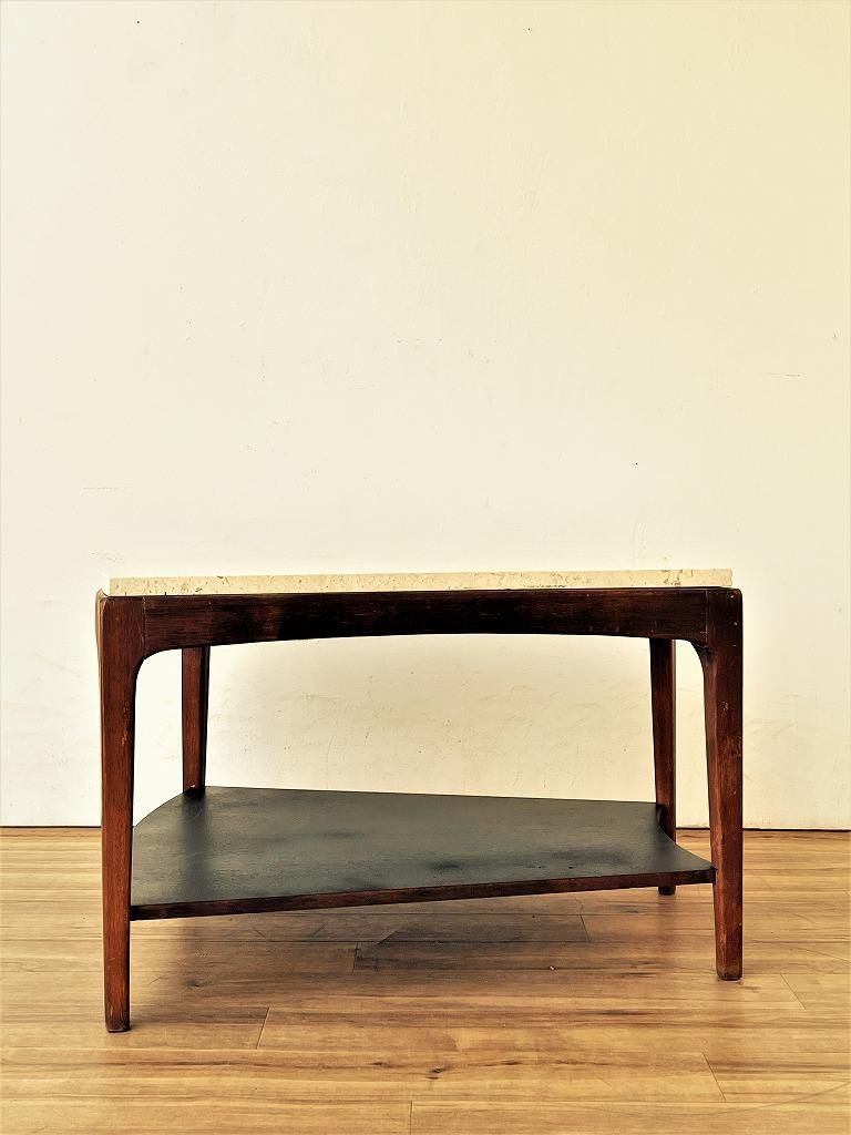 昭和のテーブル　懐かしい　インテリアにどうぞ　埼玉幸手市引取(平日)可　発送OK 1960's LANE社製 ヴィンテージ オニックスマーブルトップ サイド