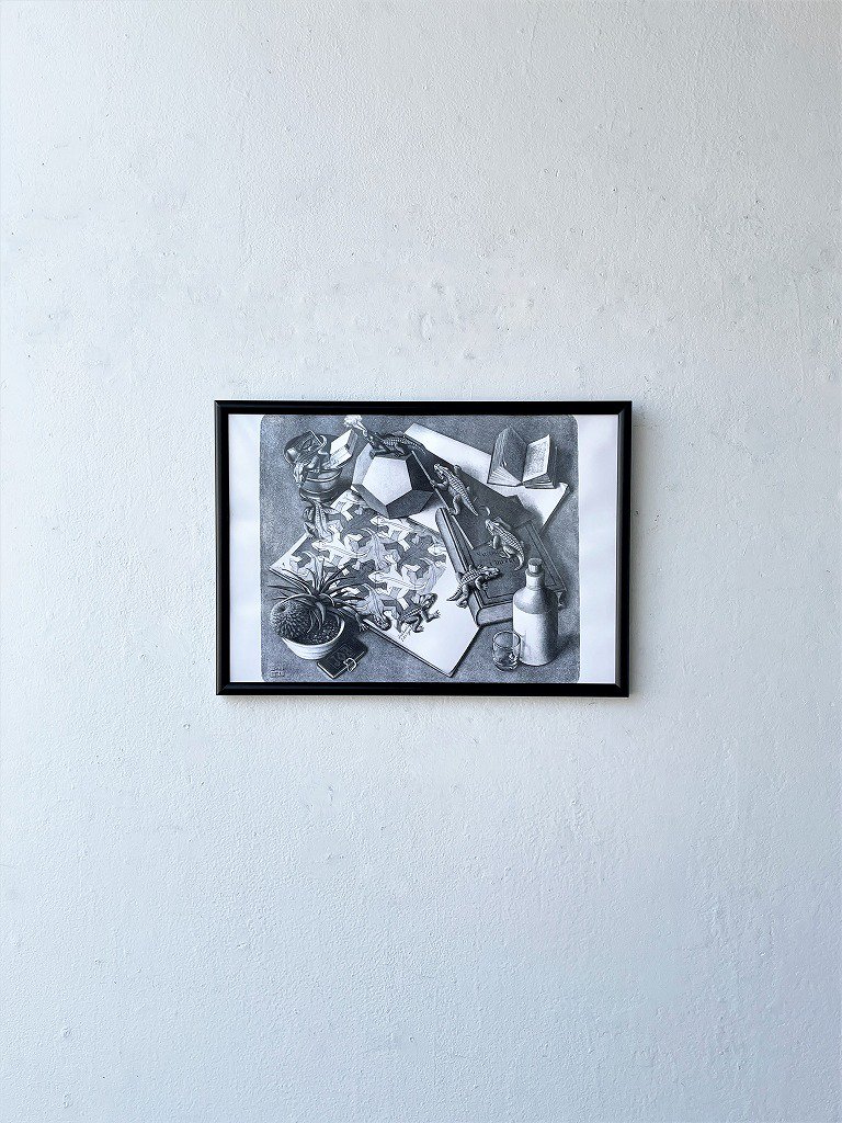 ヴィンテージ M.C. Escher ”爬虫類” 額入りポスター