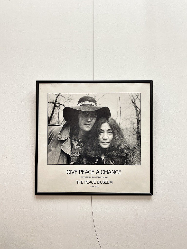 1980's Plastic Ono Band ”Give Peace a Chance” 額入りポスター