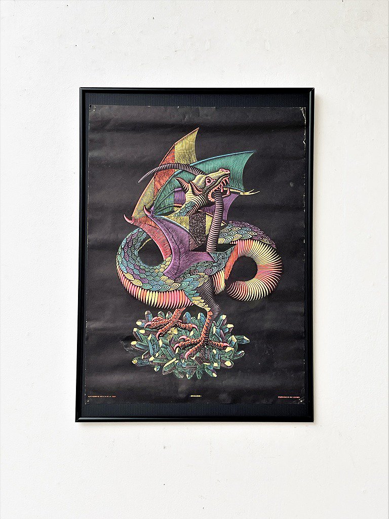 1970’s ヴィンテージ M.C. Escher ”Dragon” 額入りポスター