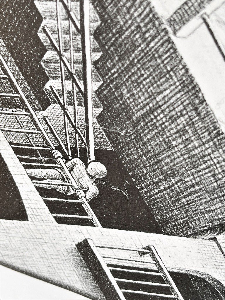 1970's ヴィンテージ M.C. Escher ”Relativity” 額入りポスター -  アンティーク、ビンテージのインテリア家具や雑貨、店舗什器の通販ならWANT ANTIQUE LIFE STORE