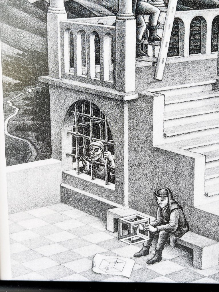 ヴィンテージ M.C. Escher ”Belvedere/物見の塔” 額入りポスター