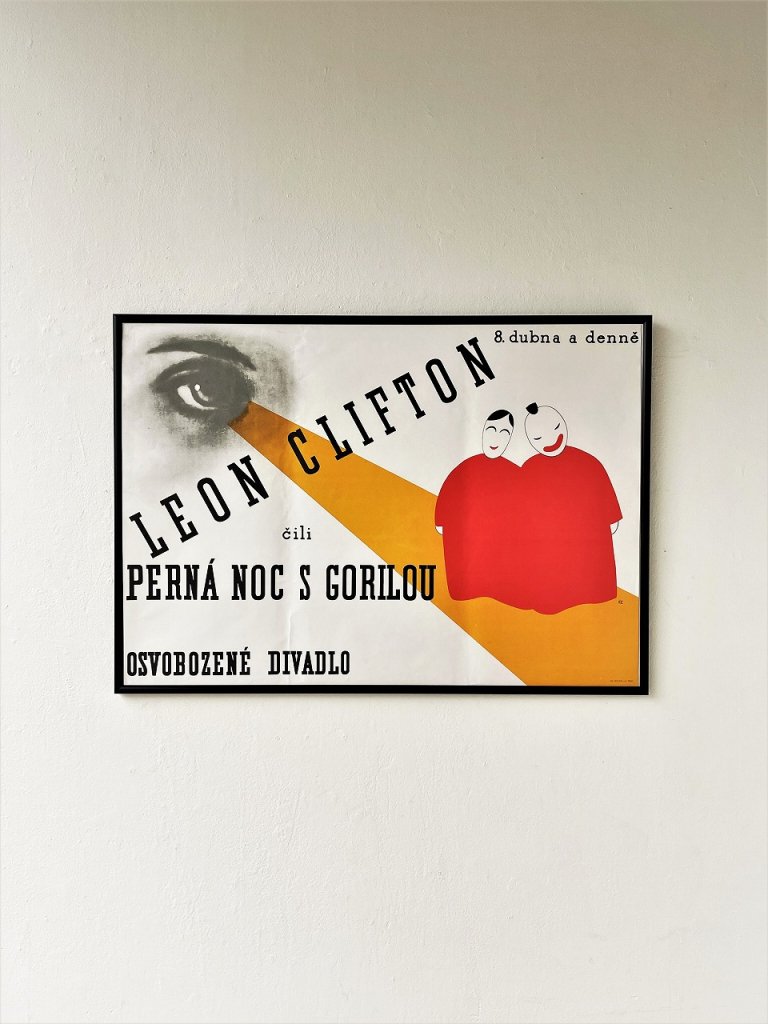 LEON CLIFTON ”PERNÁ NOC S GORILOU” ヴィンテージ 額入りポスター