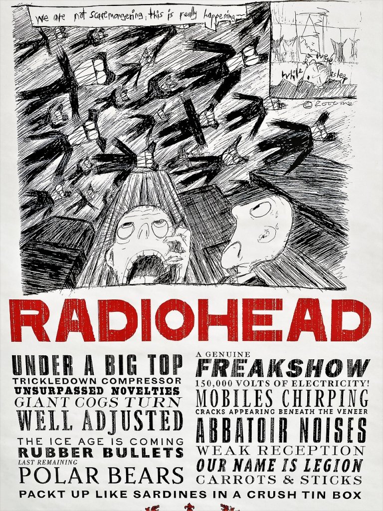 2001's Radiohead ”NOTICE TO THE PUBLIC Tour” 額入りポスター