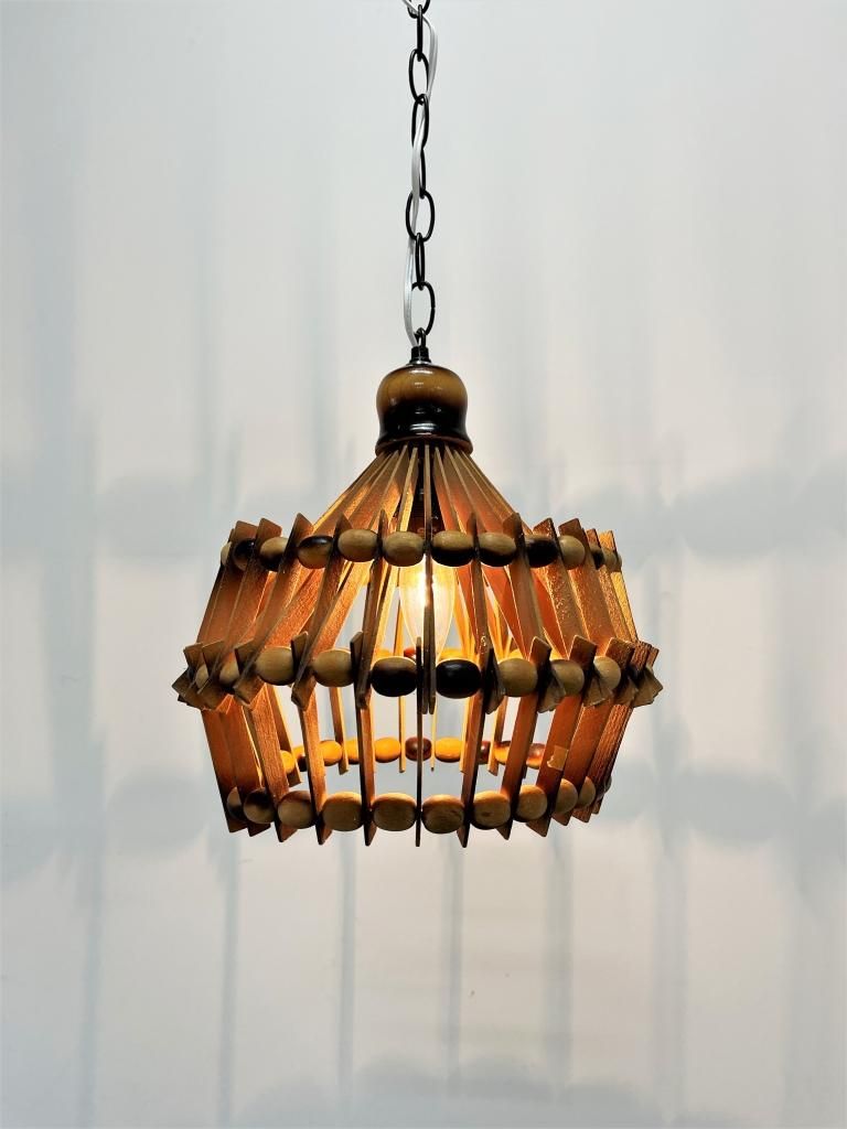 1960-70's ヴィンテージ ウッドフレーム ペンダントランプ