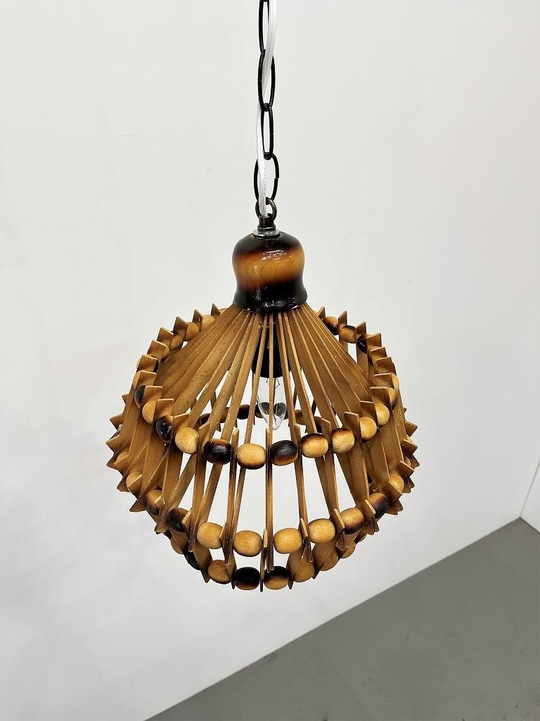 1960-70's ヴィンテージ ウッドフレーム ペンダントランプ