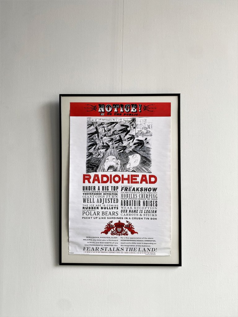 2001’s Radiohead ”NOTICE TO THE PUBLIC Tour” 額入りポスター