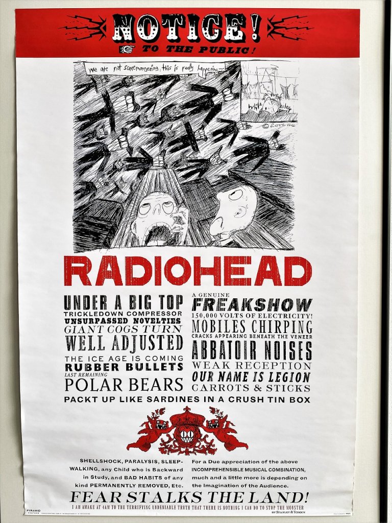 2001's Radiohead ”NOTICE TO THE PUBLIC Tour” 額入りポスター